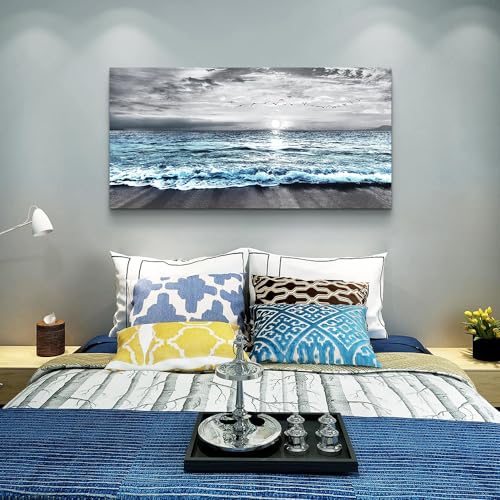 Blue Sea Wave Canvas Wall Art for Home Decor