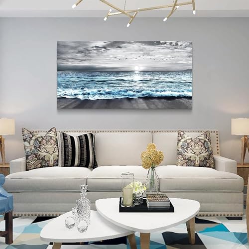 Blue Sea Wave Canvas Wall Art for Home Decor