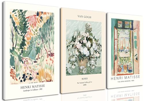 Vintage Floral Framed Wall Art for Living Room