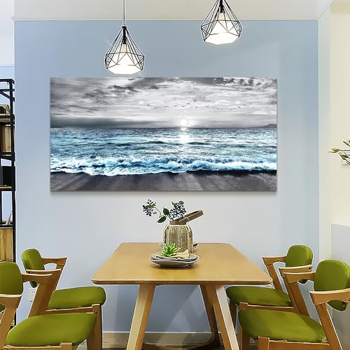 Blue Sea Wave Canvas Wall Art for Home Decor