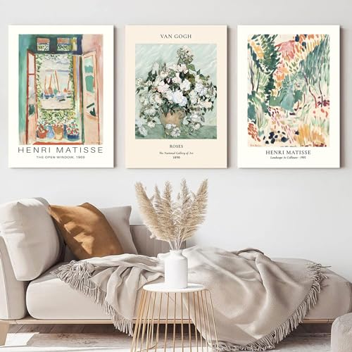Vintage Floral Framed Wall Art for Living Room