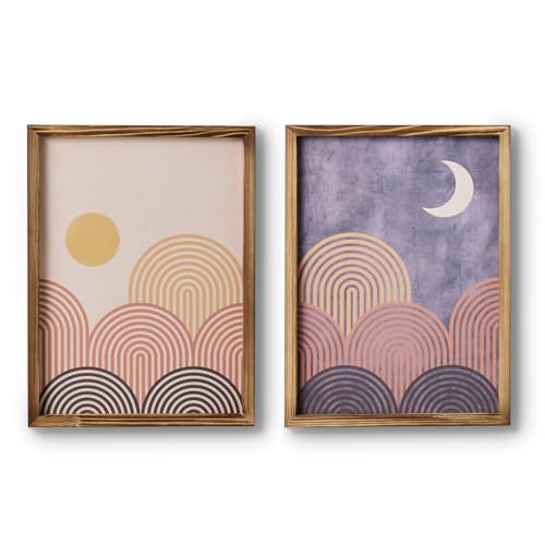 Mokof Boho Sun and Moon Canvas Wall Art Set