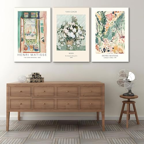 Vintage Floral Framed Wall Art for Living Room