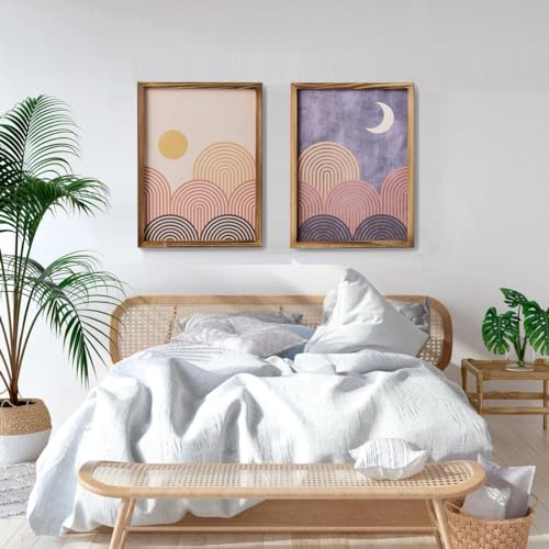 Mokof Boho Sun and Moon Canvas Wall Art Set