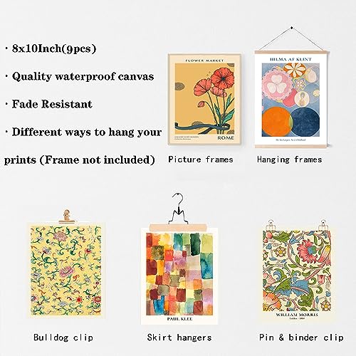 9 PCS Vintage Eclectic Wall Art Prints by KBKBART