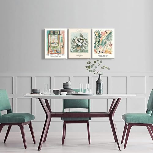 Vintage Floral Framed Wall Art for Living Room