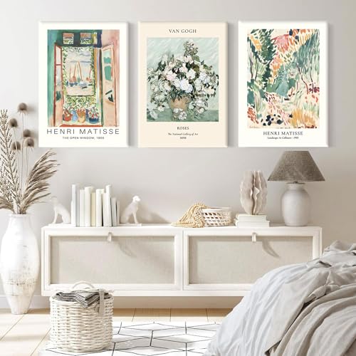 Vintage Floral Framed Wall Art for Living Room