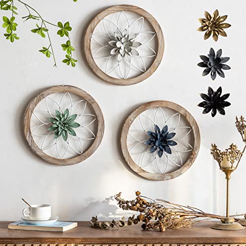 3 Piece Farmhouse Wall Decor Set with Interchangeable Flowers