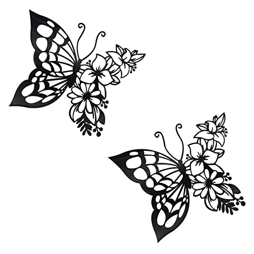 Boho Butterfly Wall Art Decor Set - Black