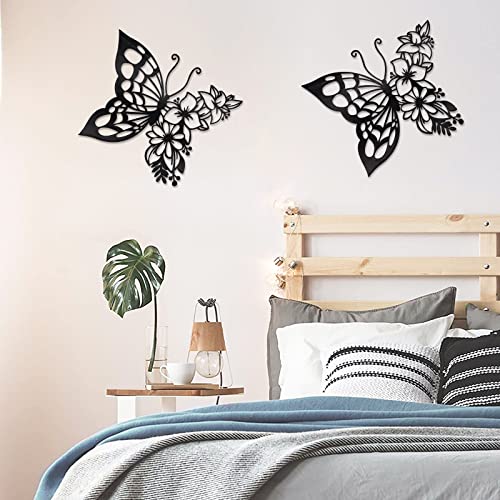 Boho Butterfly Wall Art Decor Set - Black