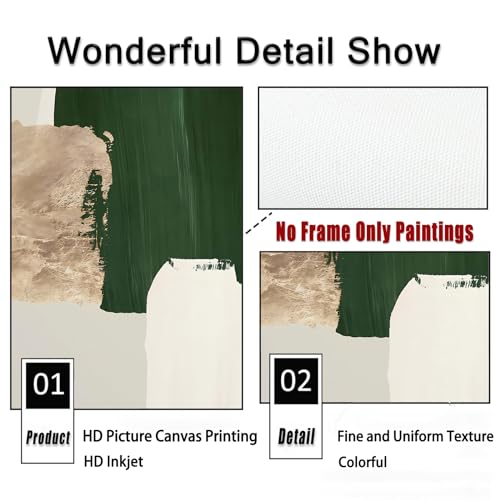 Set of 3 Green and Gold Abstract Art