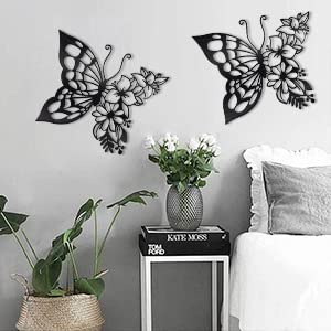 Boho Butterfly Wall Art Decor Set - Black