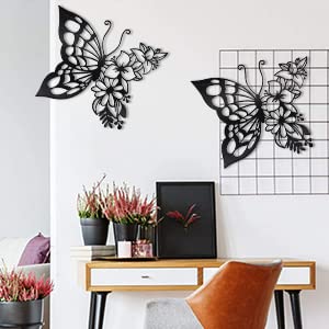 Boho Butterfly Wall Art Decor Set - Black