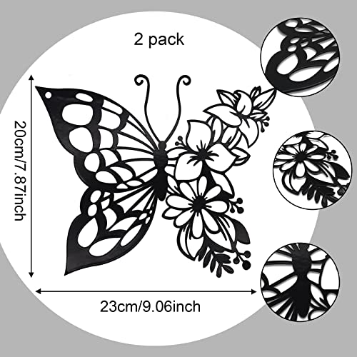 Boho Butterfly Wall Art Decor Set - Black