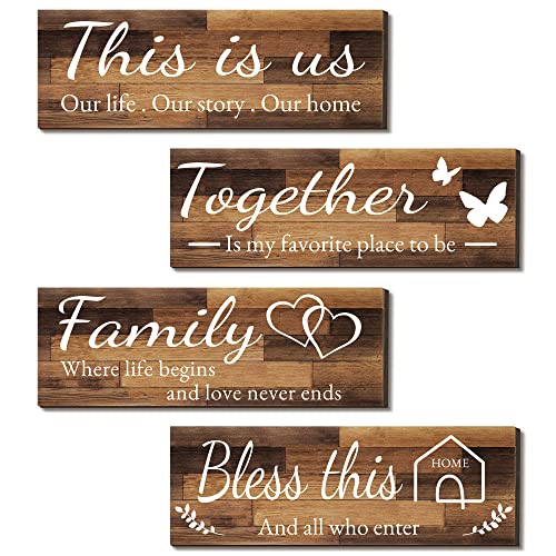 Rustic Wooden Farmhouse Wall Signs, Set of 4