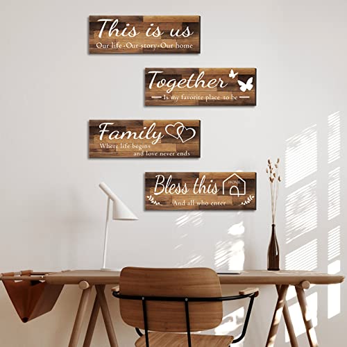Rustic Wooden Farmhouse Wall Signs, Set of 4