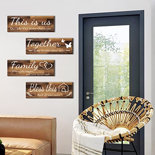 Rustic Wooden Farmhouse Wall Signs, Set of 4