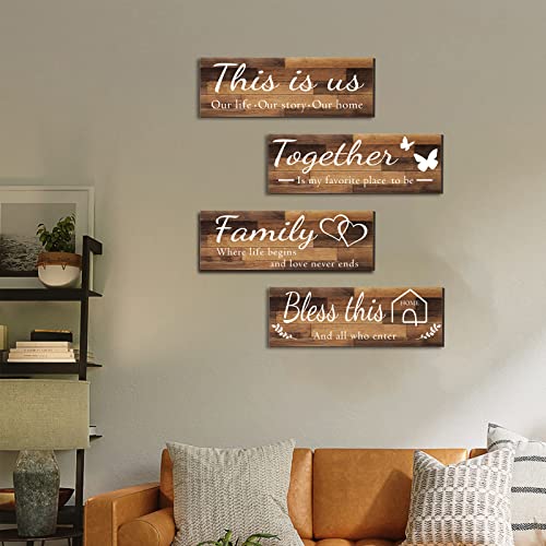 Rustic Wooden Farmhouse Wall Signs, Set of 4