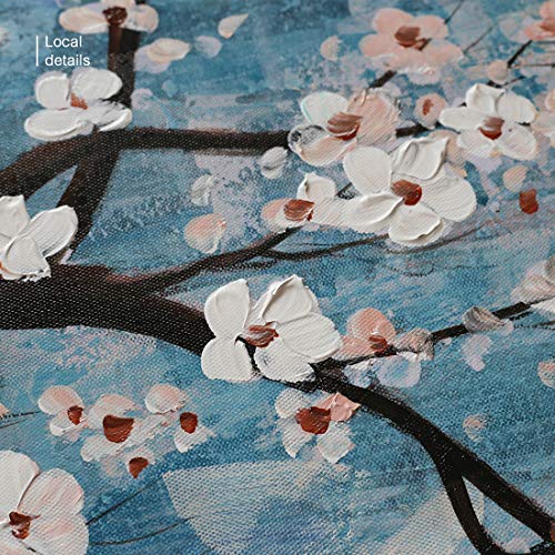 Hand-Painted Teal Blue Lake Floral Canvas Wall Art Set