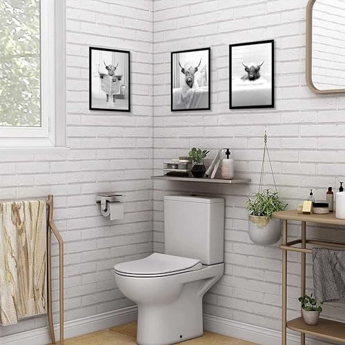 Highland Cow Funny Bathroom Wall Art Set