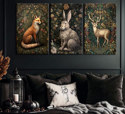 William Morris Framed Animal Wall Art Set - 3pcs