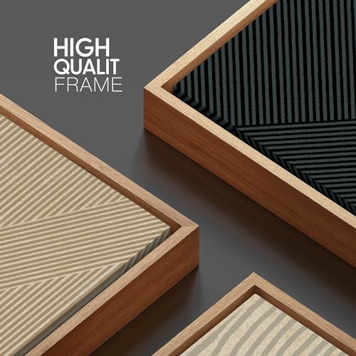 Neutral Minimalist Line Framed Canvas Wall Art Set