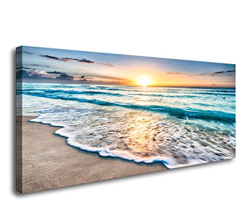 Beach Sunset Ocean Waves Nature Wall Art Canvas