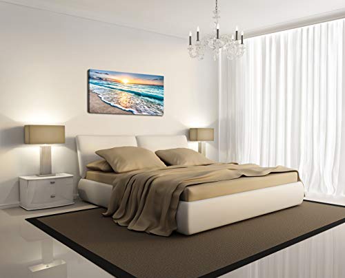 Beach Sunset Ocean Waves Nature Wall Art Canvas