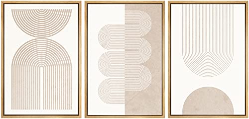 Geometric Spiral Waves Abstract Art Trio - Nordic Calm