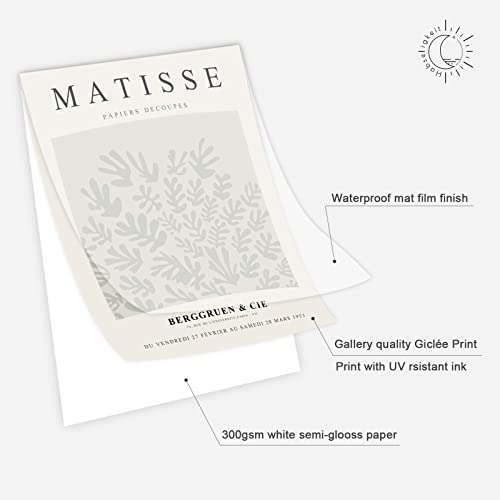 Sage Green Abstract Matisse Prints, Vintage Boho Art