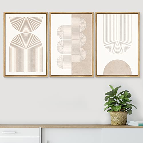 Geometric Spiral Waves Abstract Art Trio - Nordic Calm