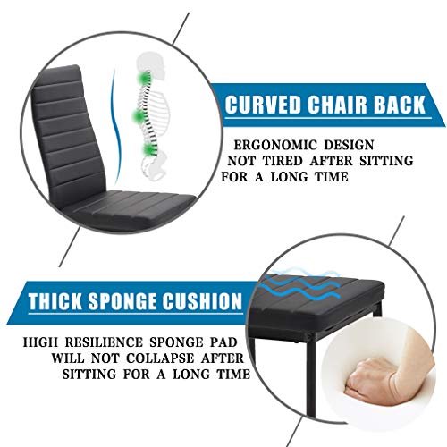 Modern Black Glass Dining Table Set for Small Spaces