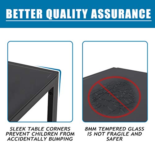 Modern Black Glass Dining Table Set for Small Spaces