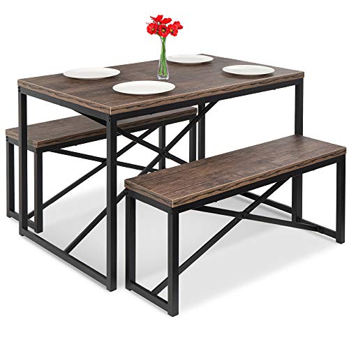 3-Piece Bench Style Dining Furniture Set - Brown/Black