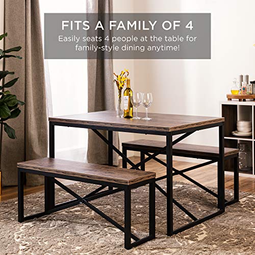 3-Piece Bench Style Dining Furniture Set - Brown/Black