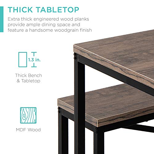 3-Piece Bench Style Dining Furniture Set - Brown/Black