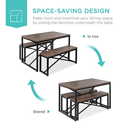 3-Piece Bench Style Dining Furniture Set - Brown/Black