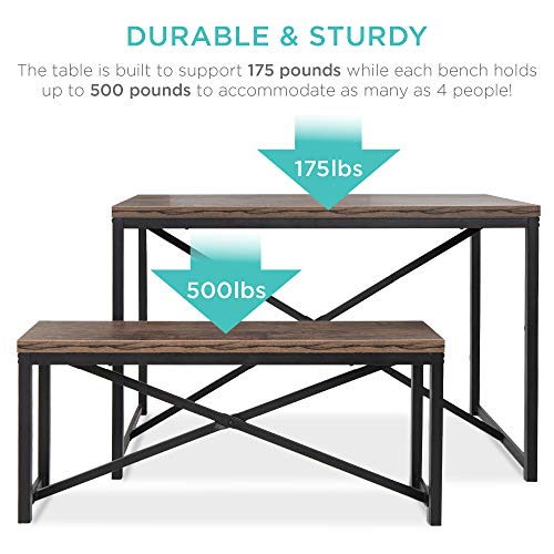 3-Piece Bench Style Dining Furniture Set - Brown/Black
