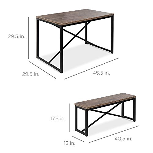 3-Piece Bench Style Dining Furniture Set - Brown/Black