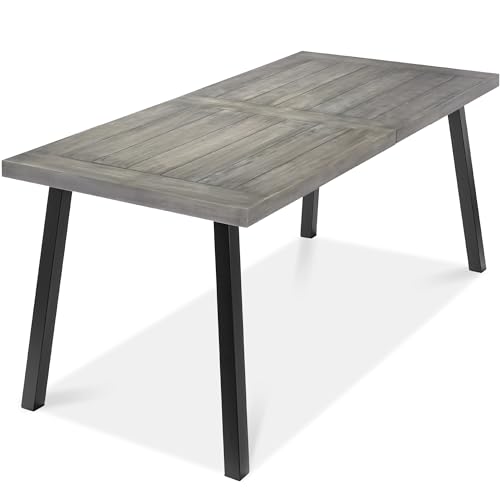 6-Person Acacia Wood Dining Table, Weathered Gray