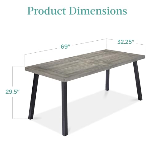 6-Person Acacia Wood Dining Table, Weathered Gray