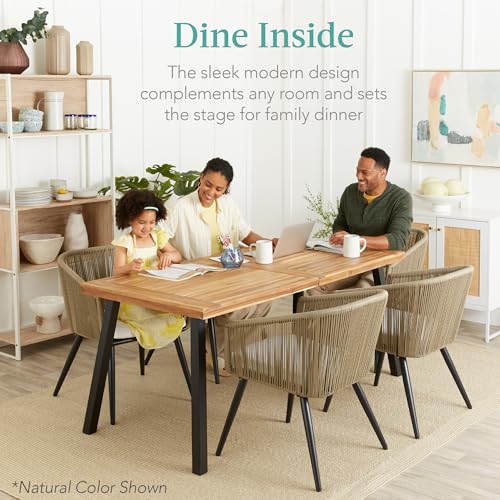 6-Person Acacia Wood Dining Table, Weathered Gray