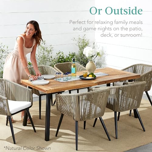 6-Person Acacia Wood Dining Table, Weathered Gray