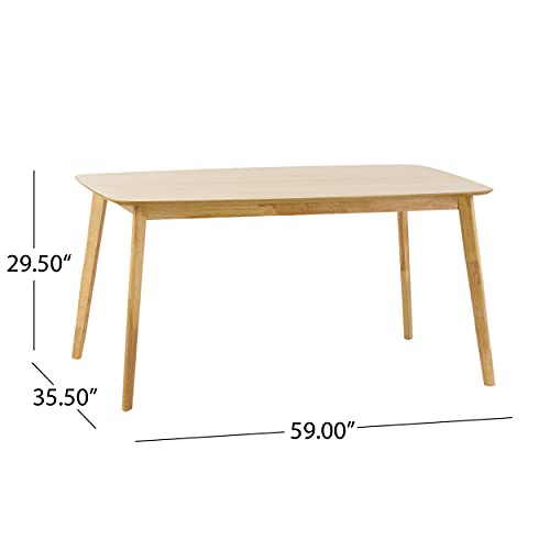 Natural Oak Finish Wood Dining Table by Christopher Knight