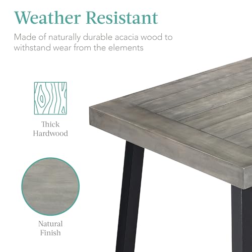 6-Person Acacia Wood Dining Table, Weathered Gray