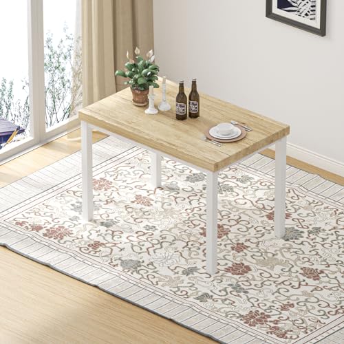 Rectangular Dining Table for 4, Wood Top, Metal Legs