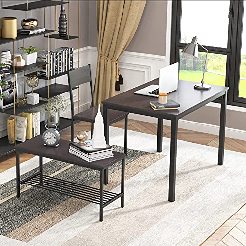 Soges Rustic Oak Dining Set for 4, Nesting Furniture