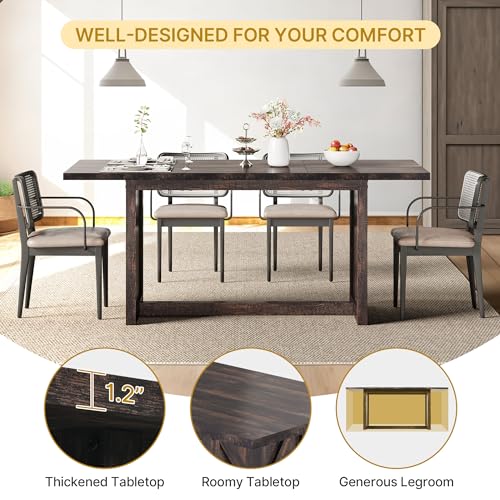 YITAHOME Large Rustic Farmhouse Dining Table for 6-8