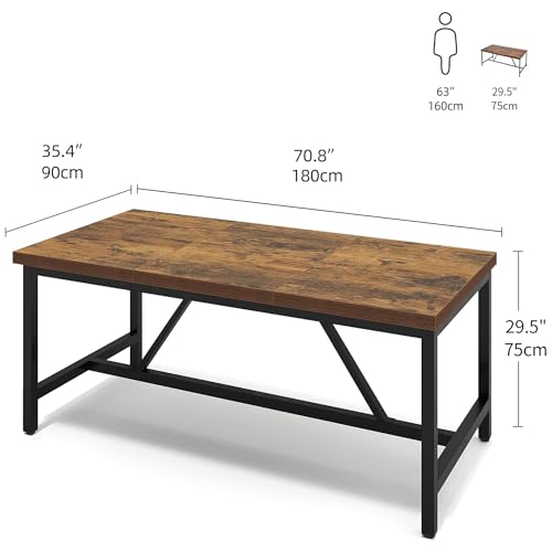 YITAHOME Large Rustic Brown Wood Dining Table, Seats 6-8