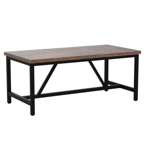 YITAHOME Large Rustic Brown Wood Dining Table, Seats 6-8